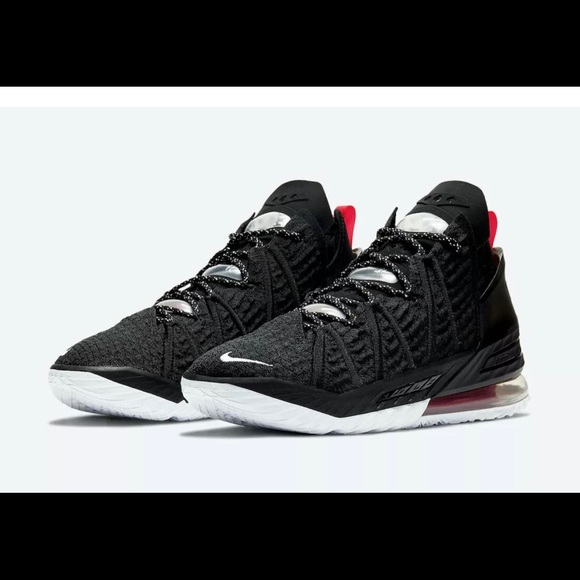 Nike LeBron XVIII 18 Bred Black University Red White CQ9283-001 Men's Sizes - Picture 1 of 8
